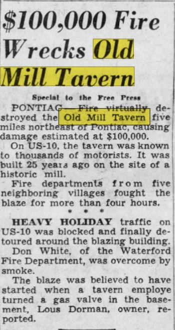 Cascade Motel (Olde Mill Inn on the Lake) - Apr 1949 Tavern Destroyed By Fire (newer photo)